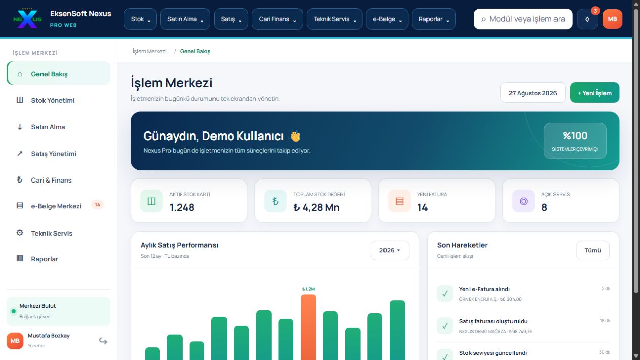 Nexus Pro güncel uygulama ekranı